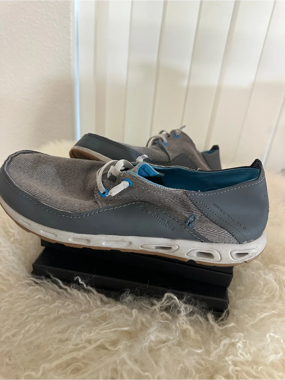 Columbia Bahama Vent PFG Shoe Mens Size 11 Gray Canvas Boat Shoe Casual Low Top